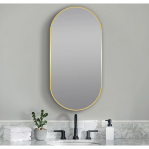 Devo Brushed Gold Framed Oval Mirror 450 * 800